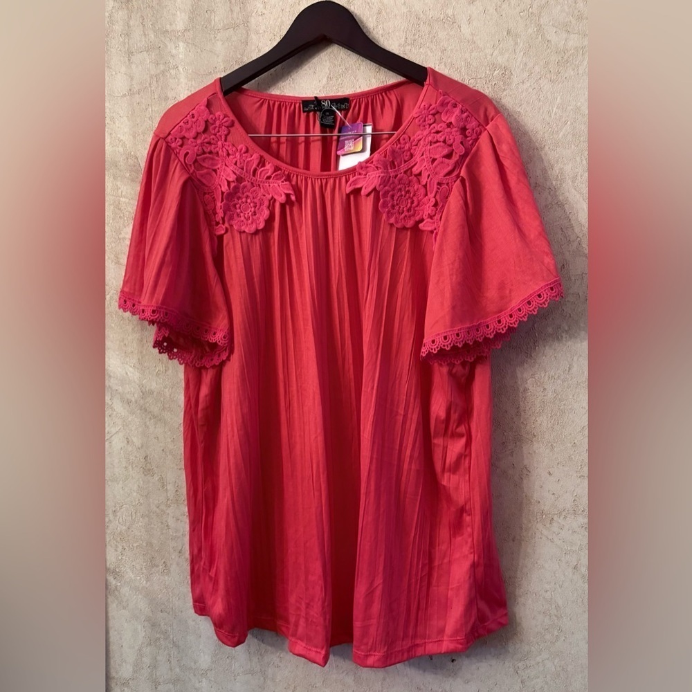 80 Park By Design Short Flounce Sleeve Scoop Neck